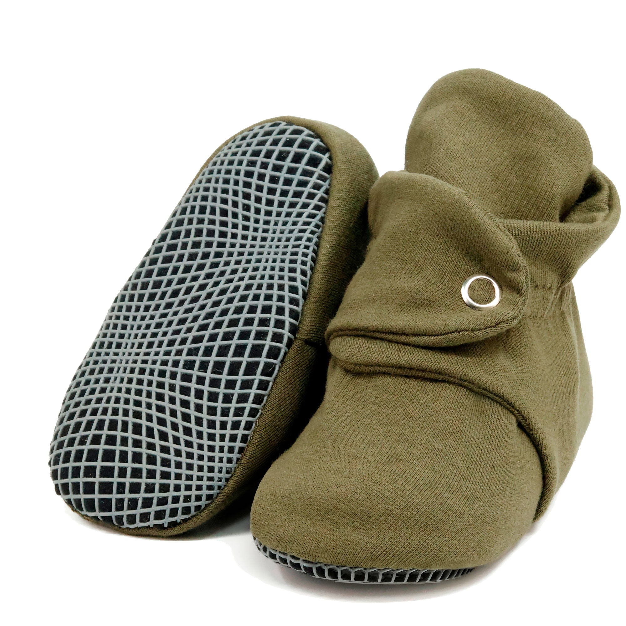 Organic Cotton Baby Booties, Non-Slip Sole, Cotton Newborn Booties Home Nursery Shoes, Khaki