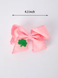 St. Patrick  Shamrock Pink Hair Bow – Lucky Girls Hair Clip