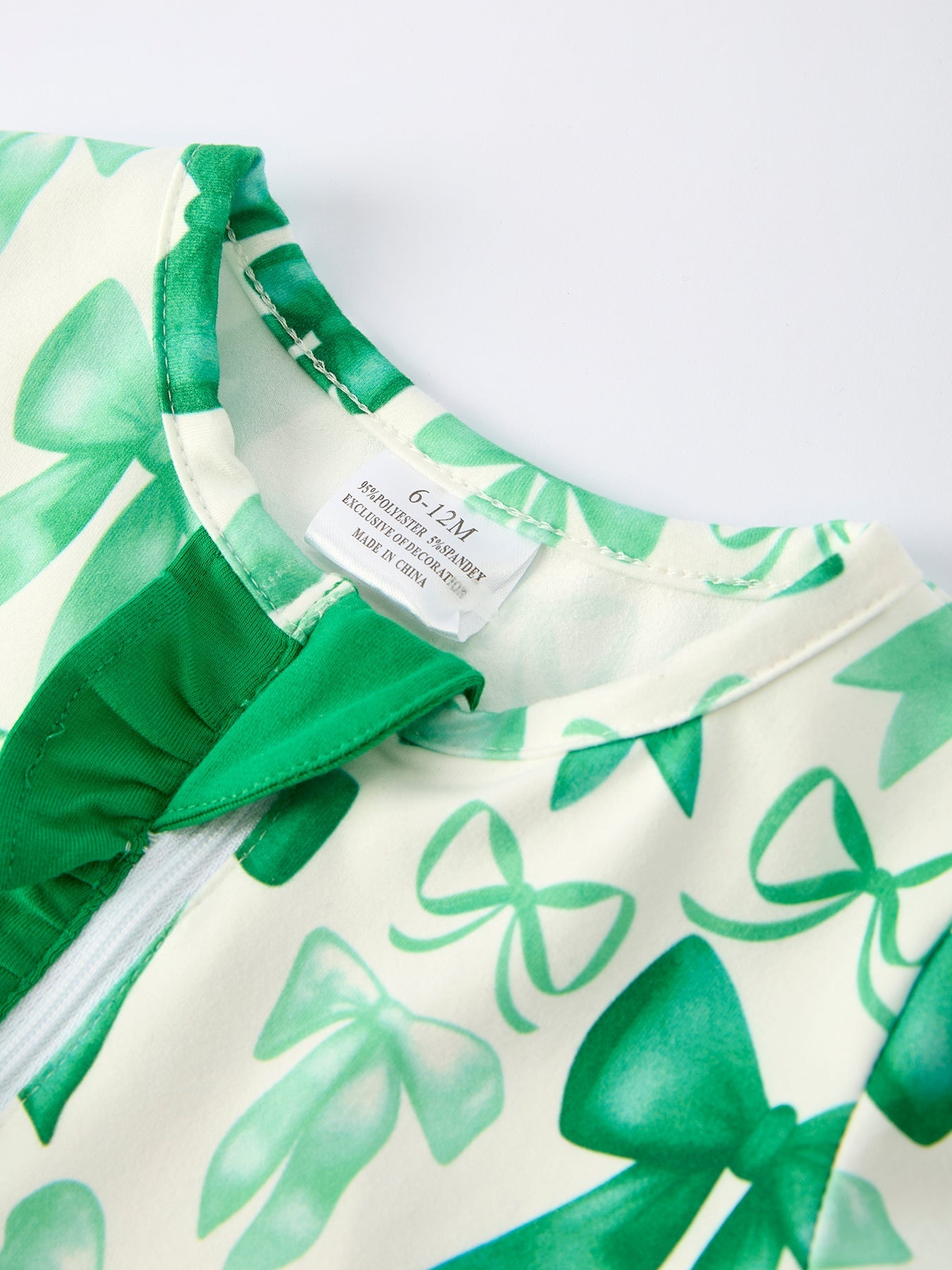 St. Patrick's Day Bow Print  Long Sleeves Baby Girls Romper