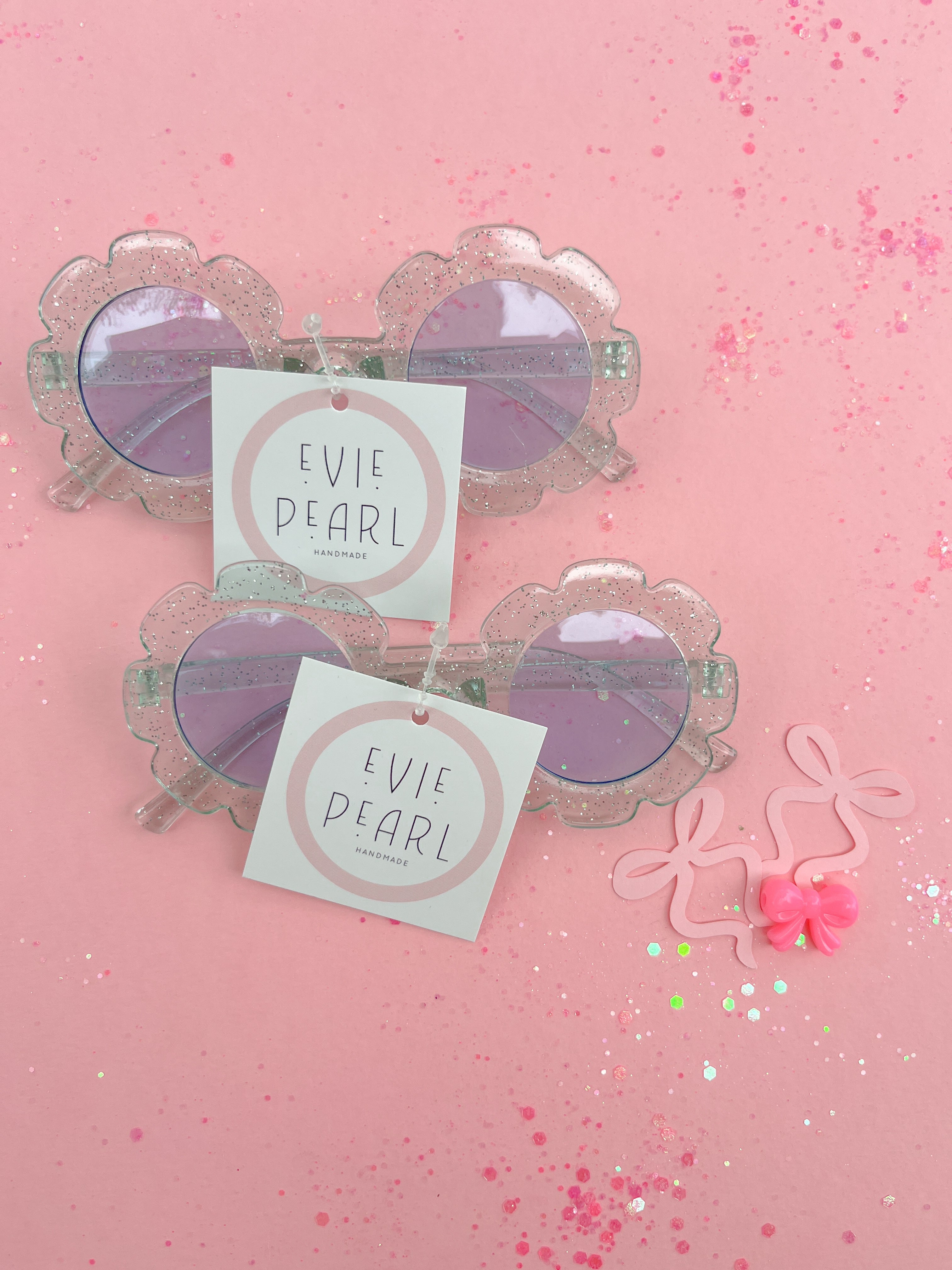 Light Blue Glitter Flower Sunnies
