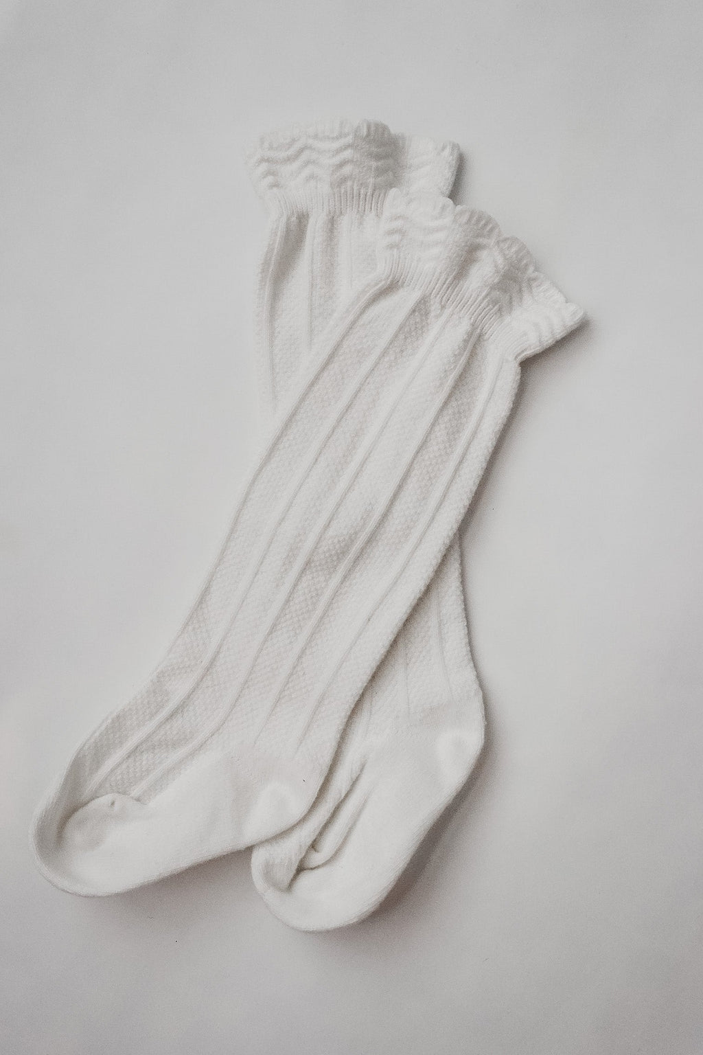 Ruffle Cotton Knee High Socks