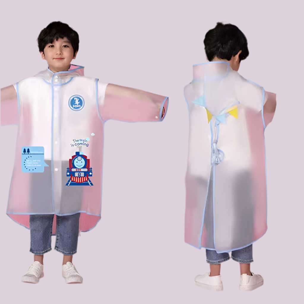 Kids' Hooded Waterproof Raincoat- Lightweight & Durable