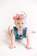 Pink Solid Baby Bow Turban