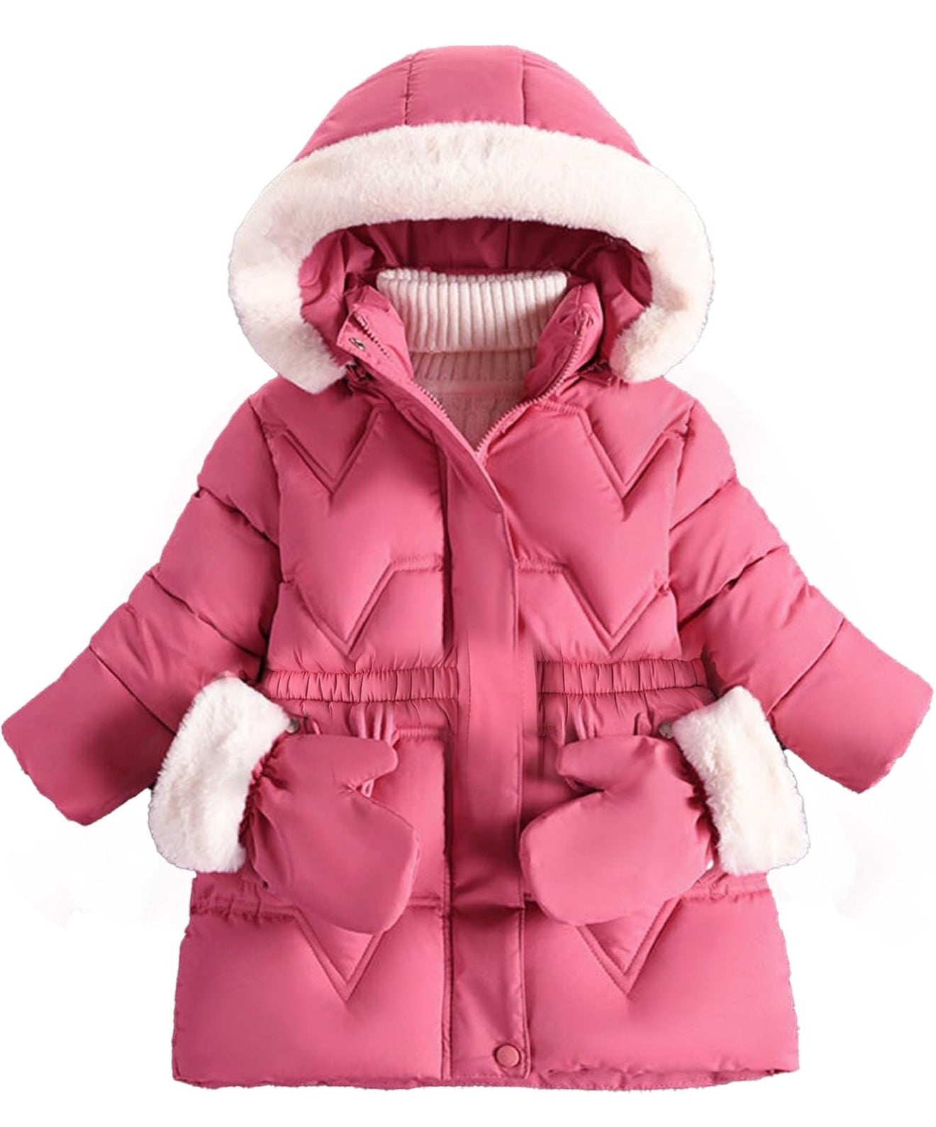 Toddler Girls Winter Puffer Coat - Warm Fur Lined Hooded | AURORE LUXURE
