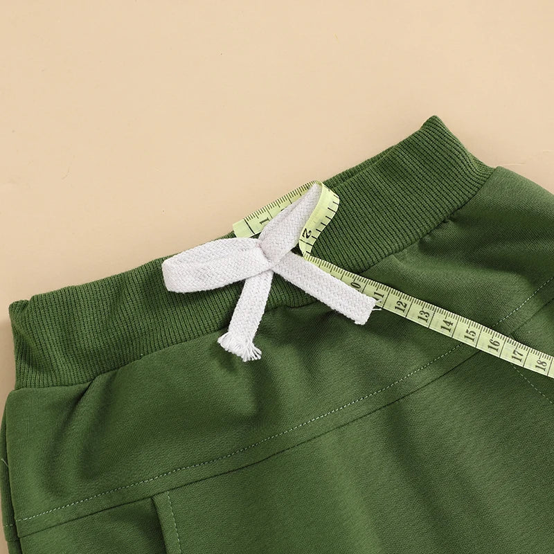 Toddler Girl or Boy 2Pcs Lucky St. Patrick's Day Spring Outfit Letter Shamrock Four Leaf Clover Embroidery Long Sleeve Crewneck Top with Elastic Waist Solid Pants Jogger Set