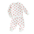 Toddler Girls 2Pcs Clothes Valentine's Day Outfits Long Sleeve Crewneck Heart Print Pants Set