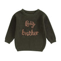 Toddler Kids Boys Sweaters Cotton Long Sleeve Letter Embroidery Big Brother Pullover Loose Knitwear Top