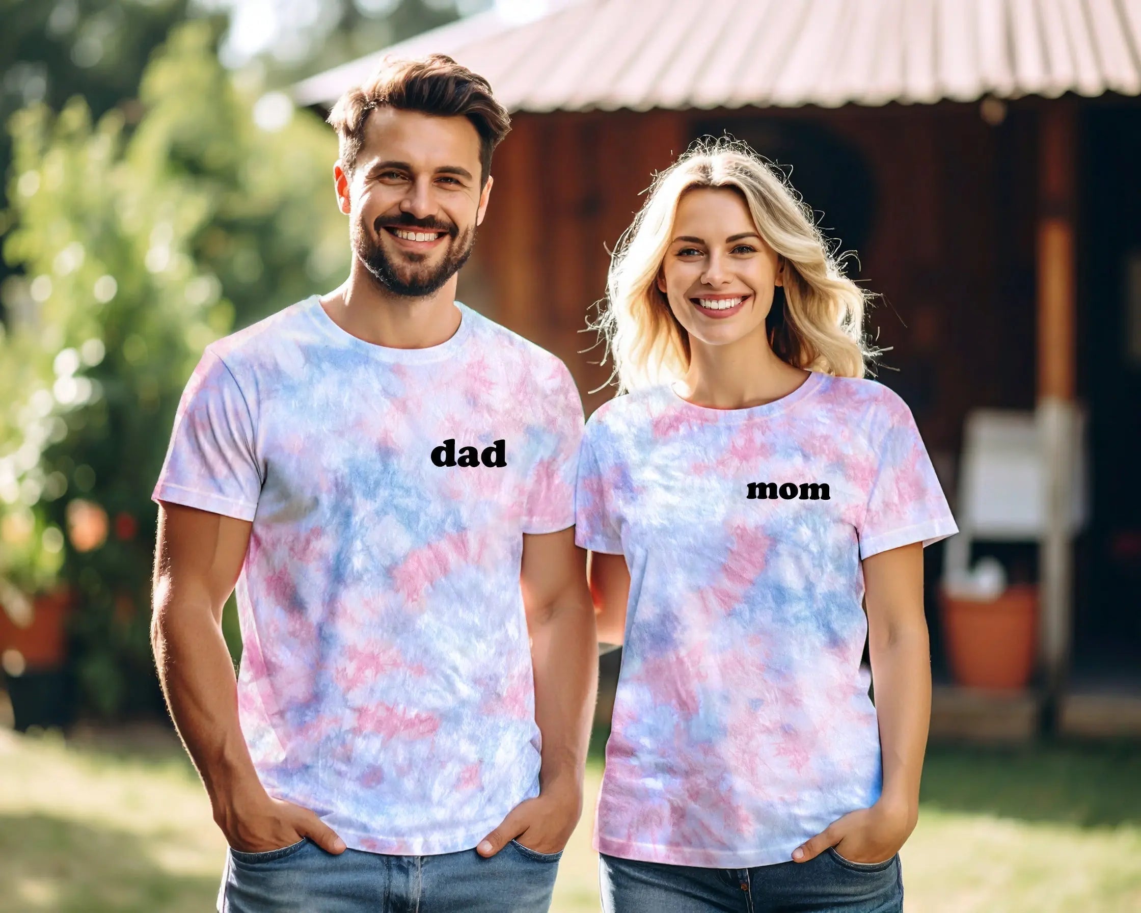 Gender Reveal Sweatshirts and Tees in Pink and Blue Tie Dye