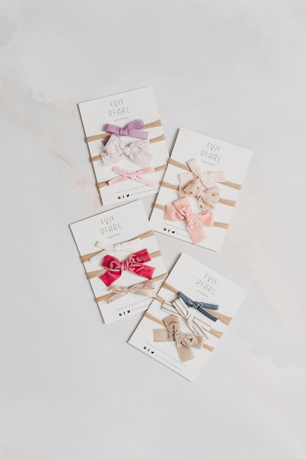 Newborn Baby Trio Headband Set- purple felt, lilac lace & pink velvet