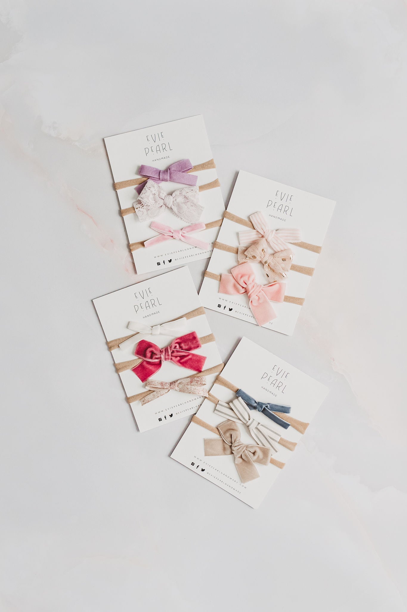 Newborn Baby Trio Headband Set- purple felt, lilac lace & pink velvet