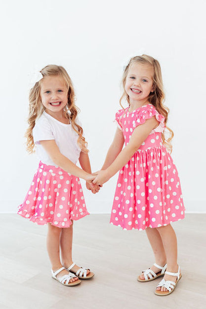 Pink Polka Dots Ruffle Skort