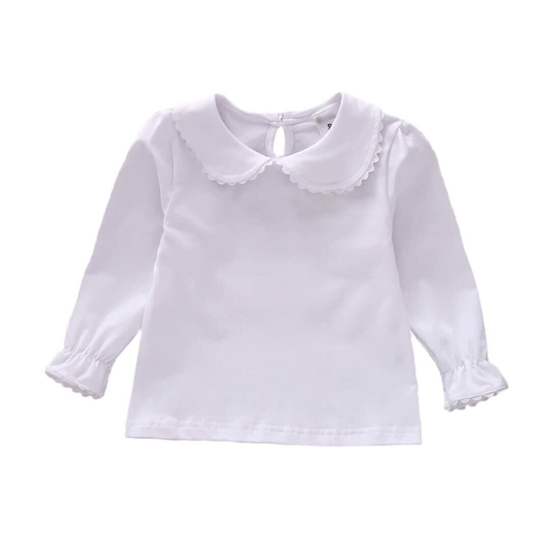 HDLEXD Baby Girls Long Sleeve Doll Collar T-Shirt Blouse White Toddler 5-6T